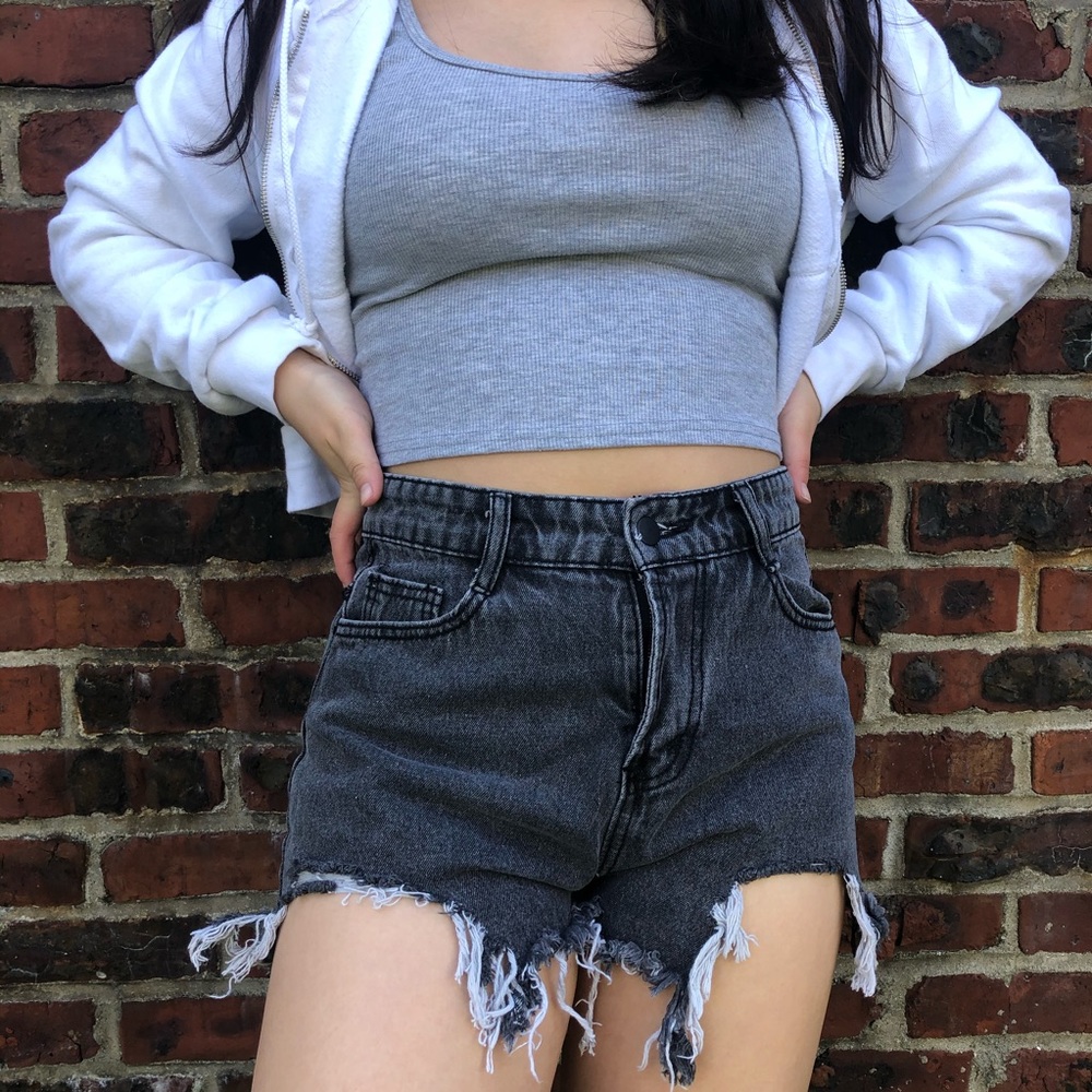 Grunge High Waisted Ripped Jean Shorts